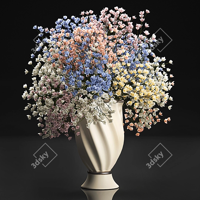 Elegant Floral Vase Bouquet 3D model image 1