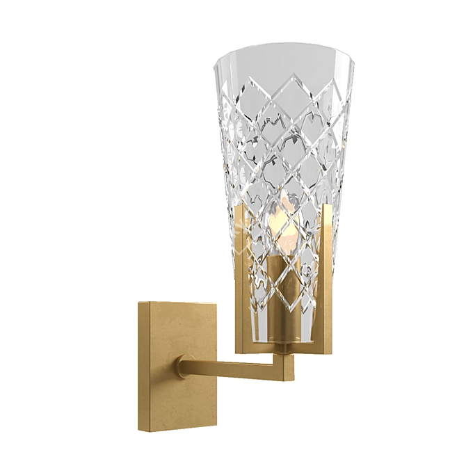 Elegant Brass Shade Wall Sconce 3D model image 1