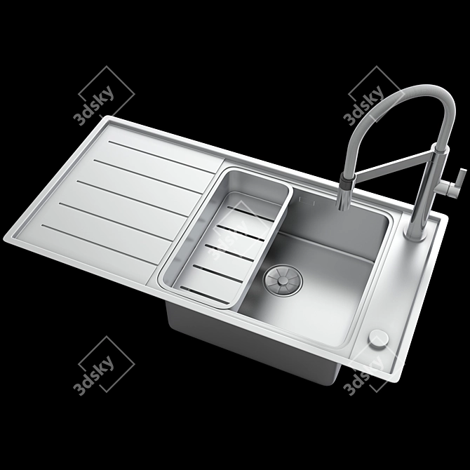 Modern Sink Set with Luxury Faucet 3D model image 9