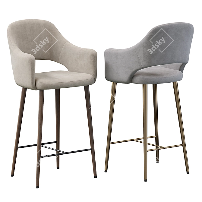 Elegant Martin Barstool: Brown & Beige 3D model image 1