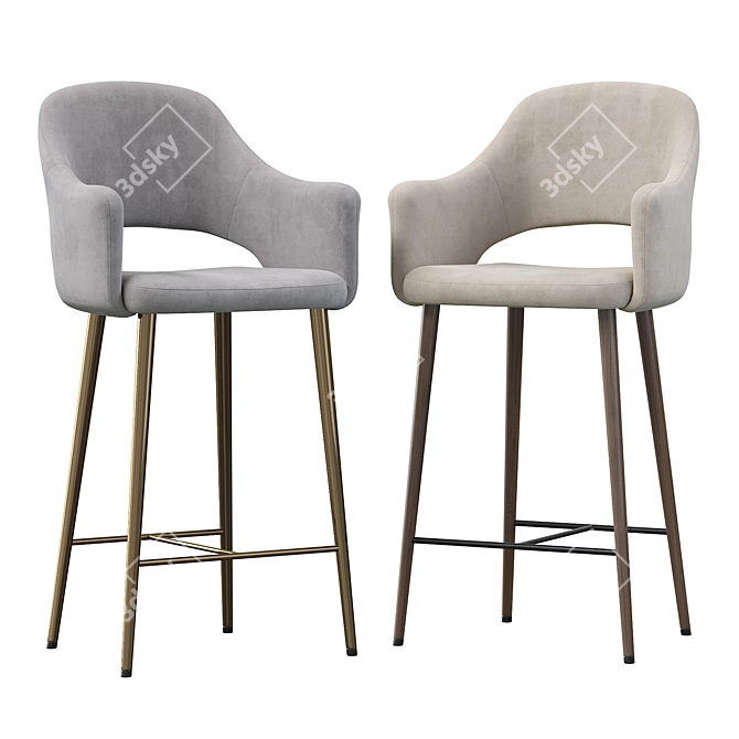 Elegant Martin Barstool: Brown & Beige 3D model image 2