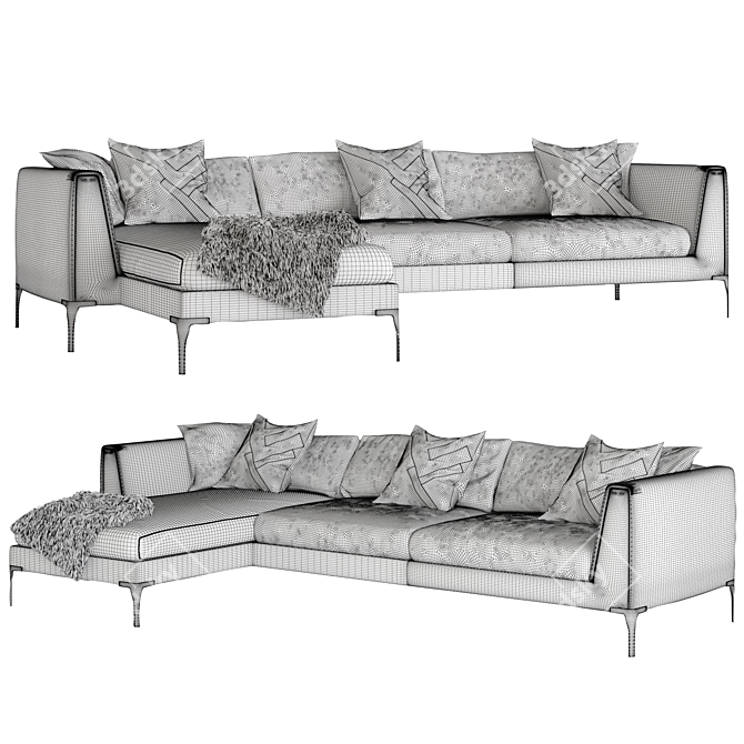 Luxurious Fendi Myhome L-Sofa 3D model image 1