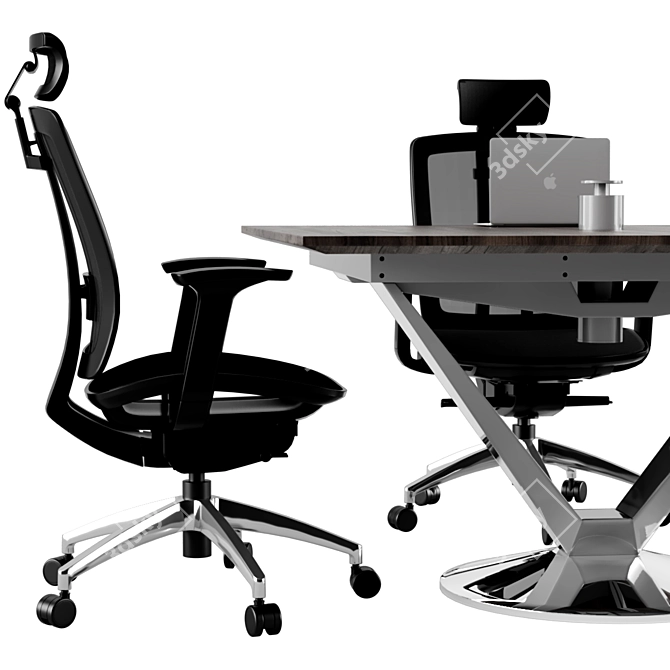 Elegant Conference Table Set 3D model image 2