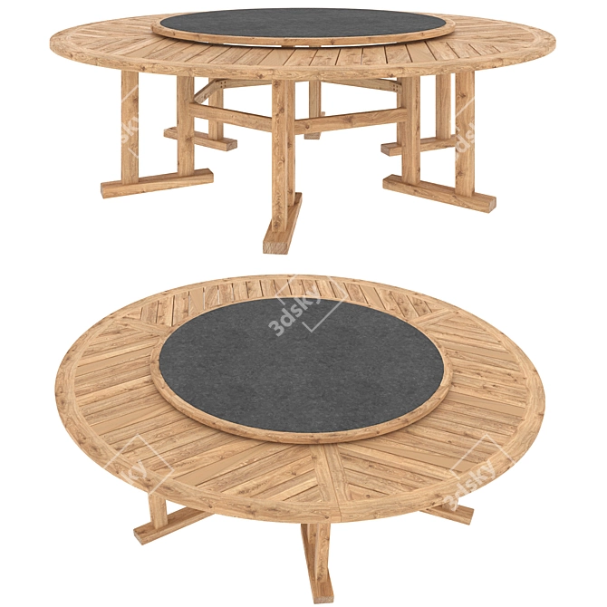 ARBOR JANUS et Cie: Wood and Stone Table 3D model image 2