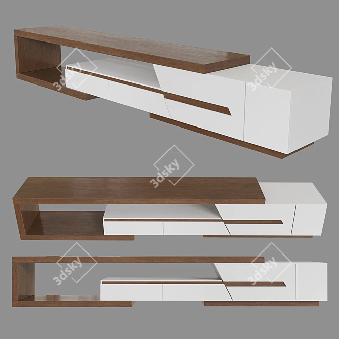 Modern Extendable TV Stand - 78.7"-98.4" Wide 3D model image 1