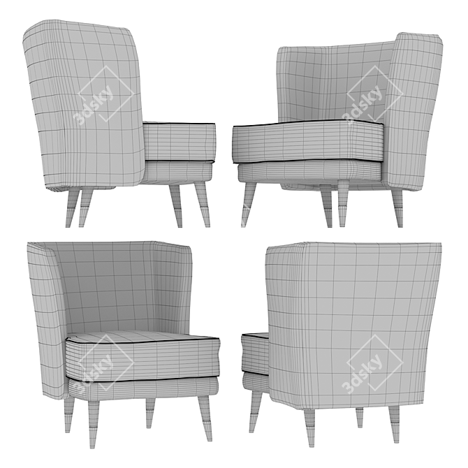 Floral Print Deco Armchair 3D model image 2