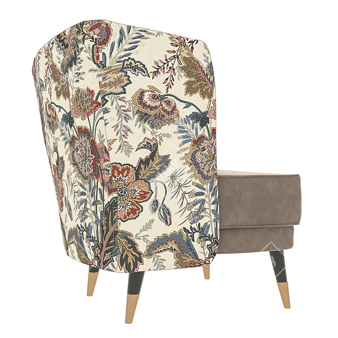 Floral Print Deco Armchair 3D model image 6