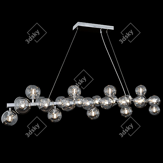 Modern Chrome Pendant Lamp with Smoky Glass Shade 3D model image 1