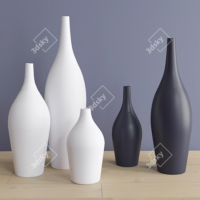 Contemporary European Vase Set 3D model image 1