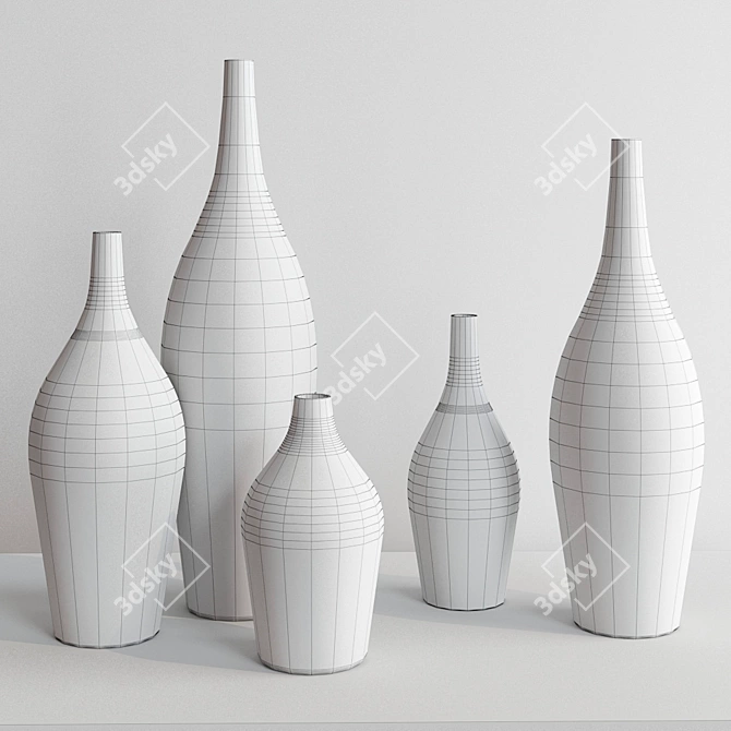 Contemporary European Vase Set 3D model image 2