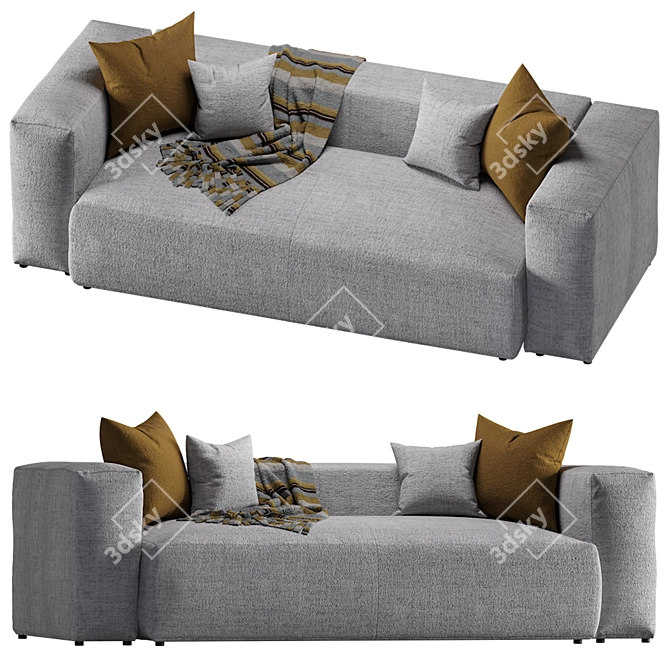 Modern Blok 3-Seater Sofa: Sleek Design 3D model image 1