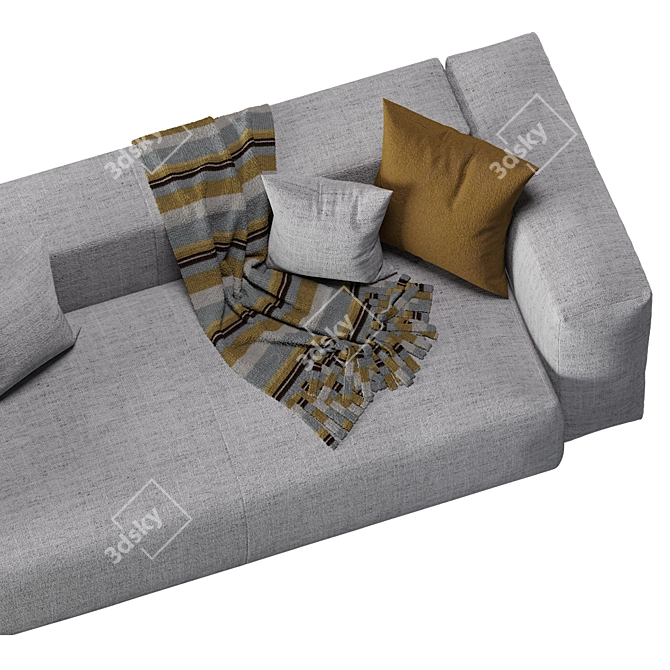 Modern Blok 3-Seater Sofa: Sleek Design 3D model image 4