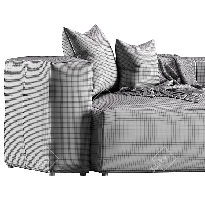 Modern Blok 3-Seater Sofa: Sleek Design 3D model image 5