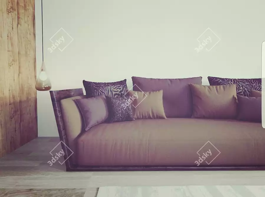 Title: Moroccan-Inspired Modern Sofa 3D model image 2