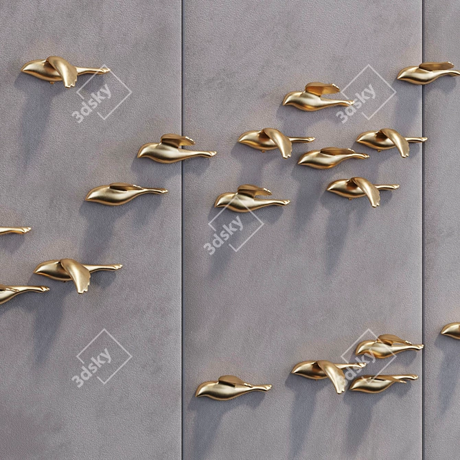 Golden Birds Decorative Panel 3D model image 2