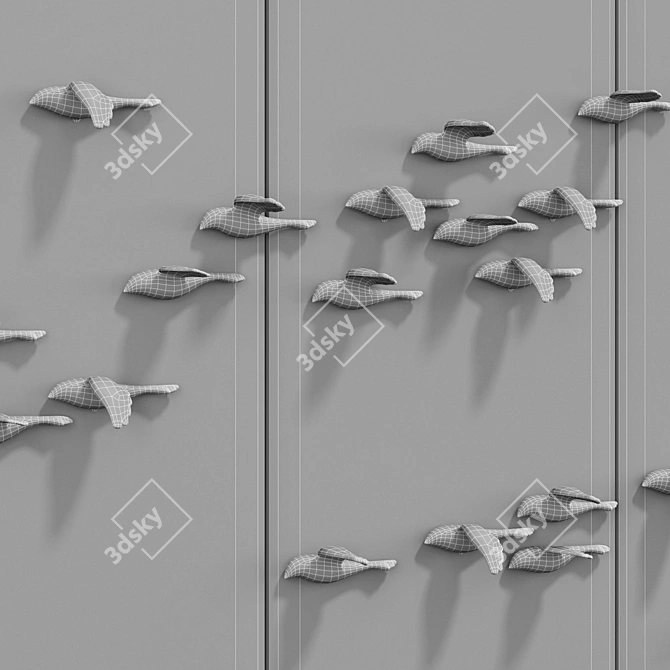 Golden Birds Decorative Panel 3D model image 4