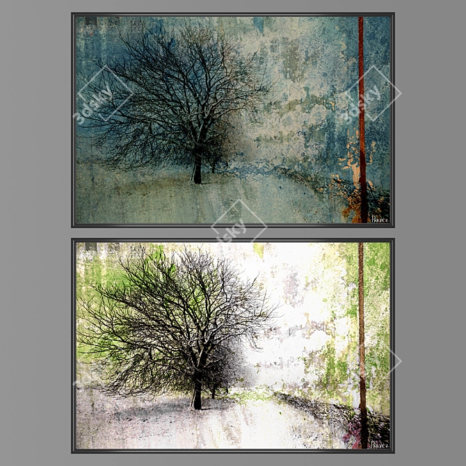 Title: 2-Piece Wall Art Set with Multiple Frames 3D model image 1