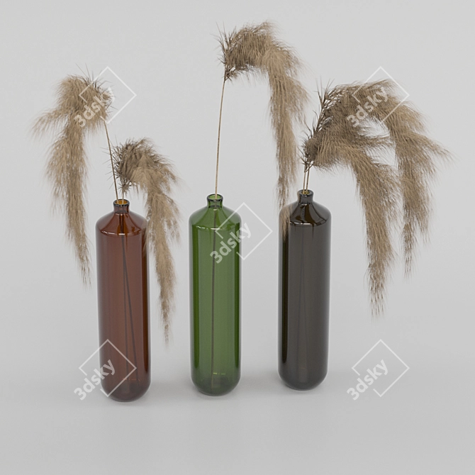 Pampas Blooms: Decorative Flower Set 3D model image 2