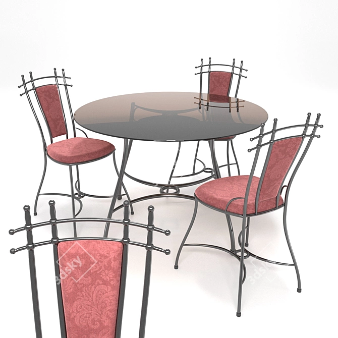 PBR-Optimized Table and Chairs 3D model image 2