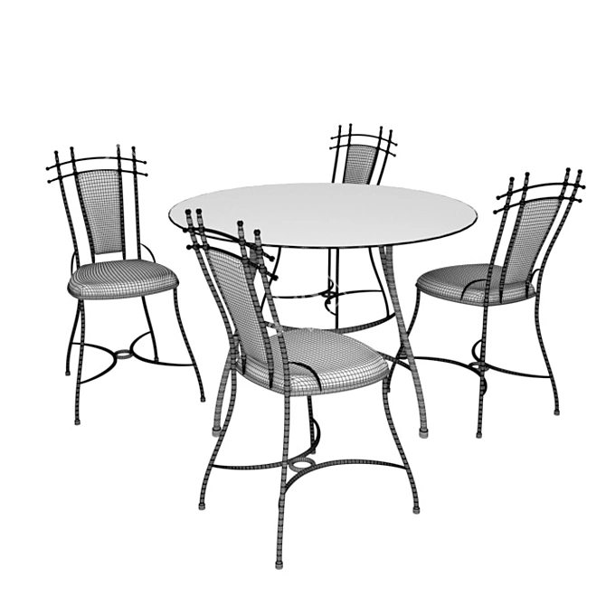 PBR-Optimized Table and Chairs 3D model image 3