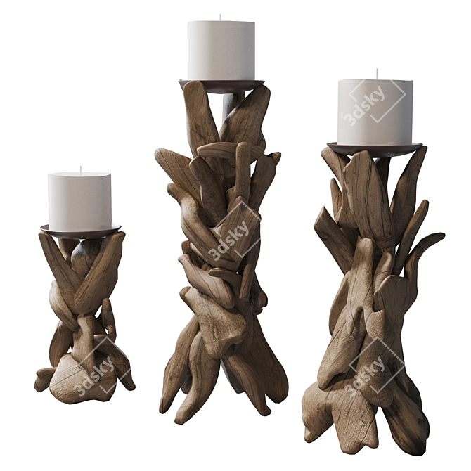 Eco-Style Candle Holders | Set of 3 3D model image 2