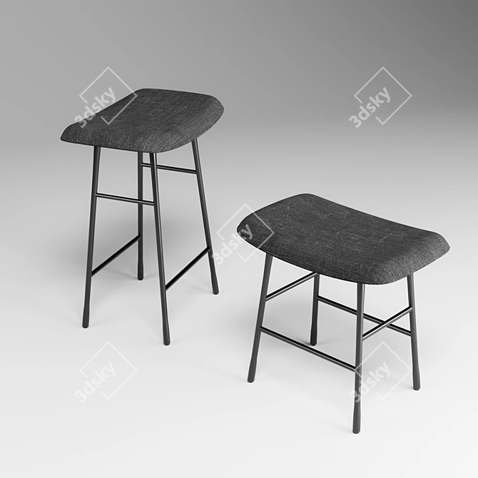 Modern Hinge Stool: Sleek Design 3D model image 1