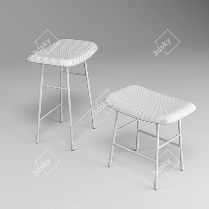 Modern Hinge Stool: Sleek Design 3D model image 2