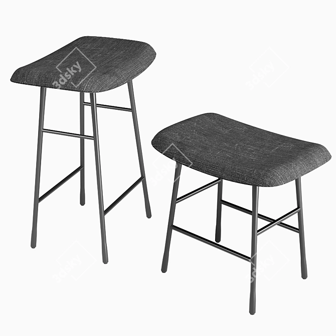 Modern Hinge Stool: Sleek Design 3D model image 3