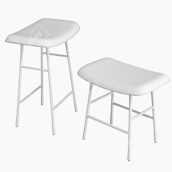 Modern Hinge Stool: Sleek Design 3D model image 4