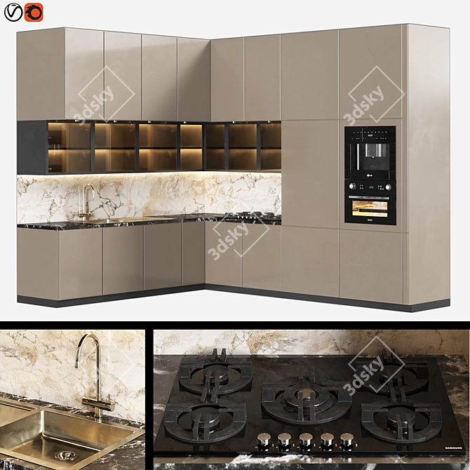 2015 Kitchen008: Sleek and Versatile MM Units 3D model image 1