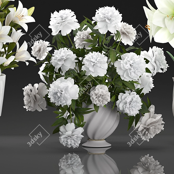 Elegant White Floral Bouquet 3D model image 3