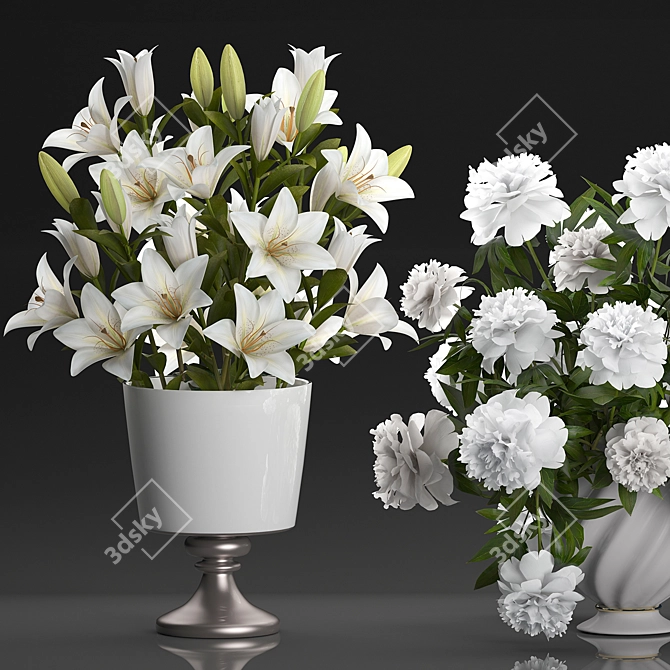 Elegant White Floral Bouquet 3D model image 4