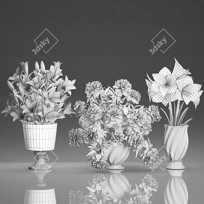 Elegant White Floral Bouquet 3D model image 5