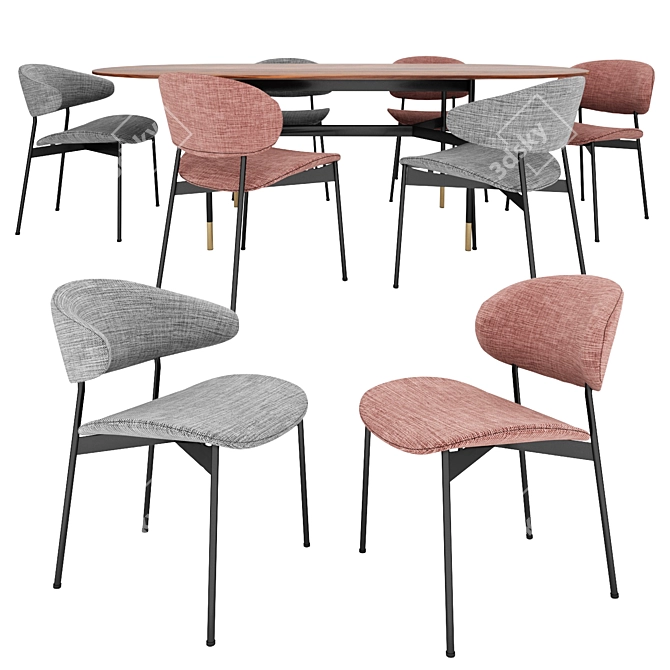 LUZ Chairs & HARRI Table: Sleek and Stylish Furniture Set 3D model image 2