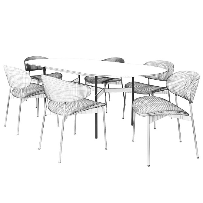 LUZ Chairs & HARRI Table: Sleek and Stylish Furniture Set 3D model image 3