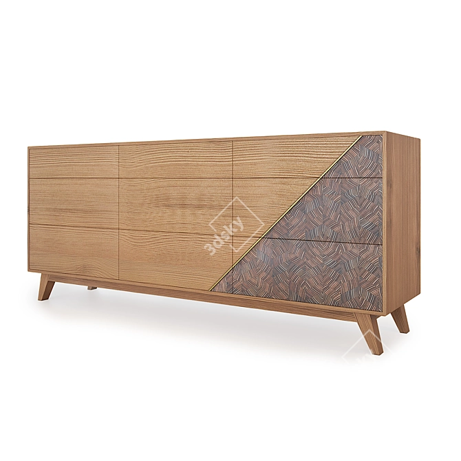 Tasmanian Oak Chevron Cabinet 3D model image 1