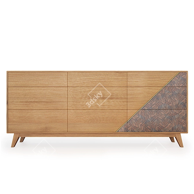 Tasmanian Oak Chevron Cabinet 3D model image 2