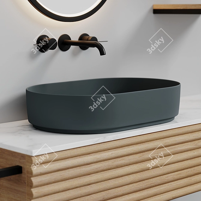 Sleek Oval Washbasin - Modern Elegance 3D model image 4