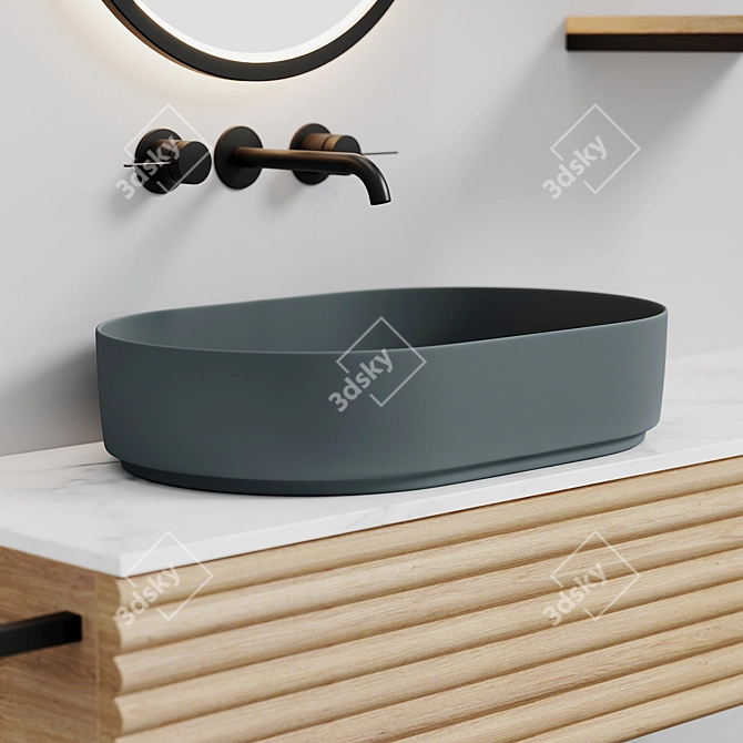 Sleek Oval Washbasin - Modern Elegance 3D model image 9