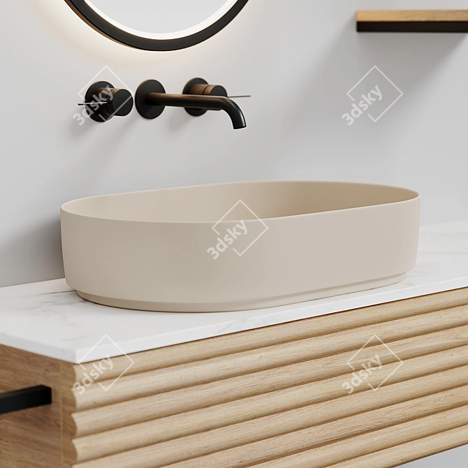 Sleek Oval Washbasin - Modern Elegance 3D model image 14