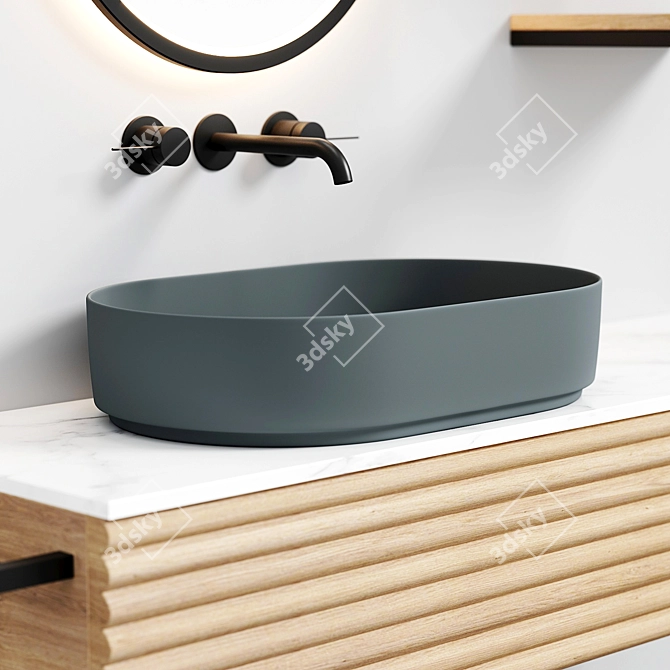 Sleek Oval Washbasin - Modern Elegance 3D model image 30