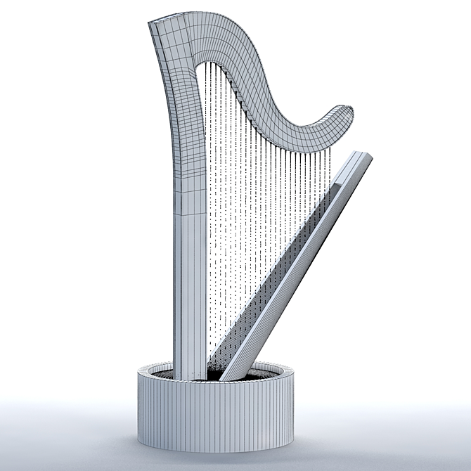 Sleek Spline Harp Fountain 3D model image 2