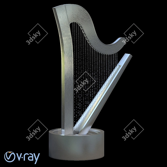 Sleek Spline Harp Fountain 3D model image 4