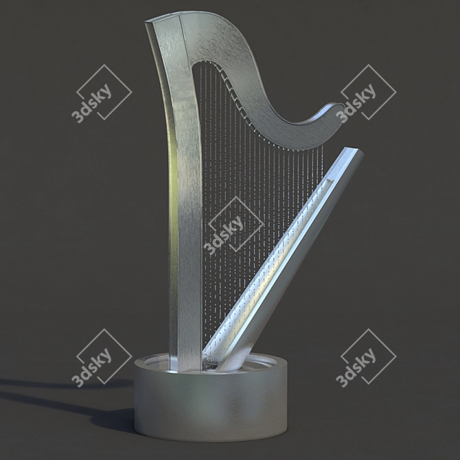 Sleek Spline Harp Fountain 3D model image 5