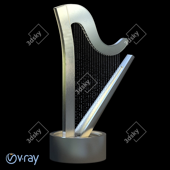 Sleek Spline Harp Fountain 3D model image 6