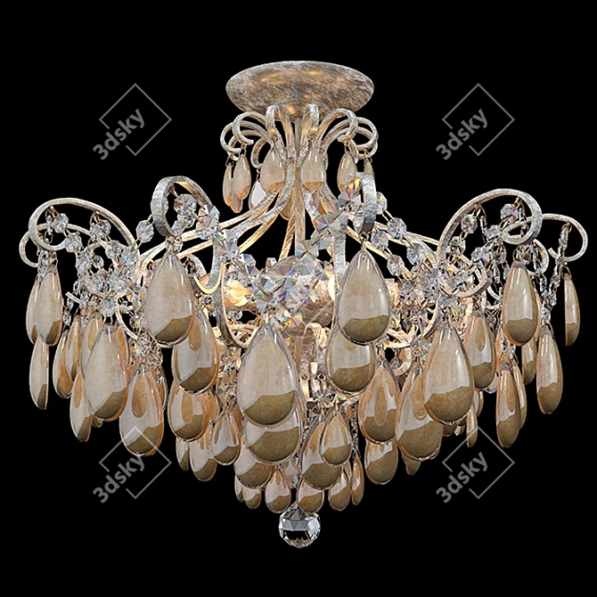Classic Chabrol Chandelier: Elegant White and Gold Design 3D model image 1