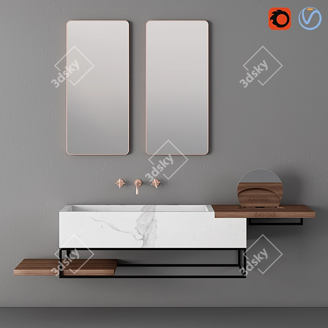  Sleek Modern Bathroom Cabinet | No. 086 3D model image 1