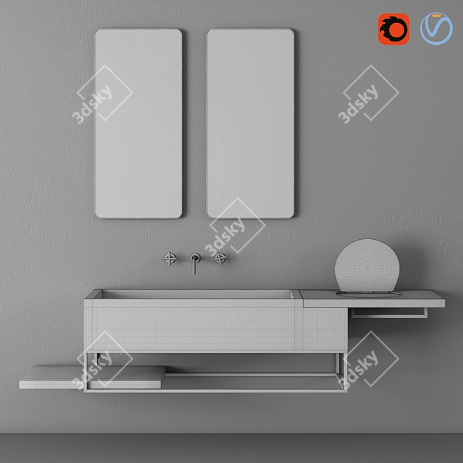  Sleek Modern Bathroom Cabinet | No. 086 3D model image 3