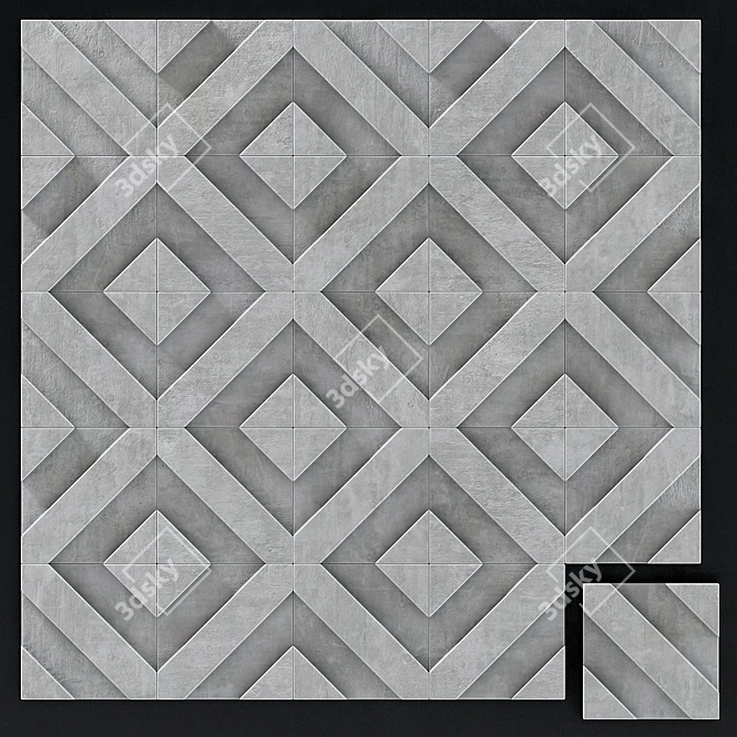 Modern Concrete Tile Wall Decor 3D model image 6