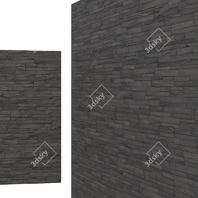 Black Stone Mosaic Wall Tile 3D model image 3